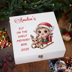 Personalised White Elf On The Shelf Memory Box Special Christmas Keepsake Gift