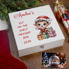 Personalised White Elf On The Shelf Memory Box Special Christmas Keepsake Gift