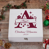Personalised Luxury Wooden Christmas Monogram Family Baby Keepsake Memory Box