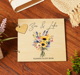 Personalised Wooden Wedding Guest Book With Sunflowers