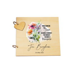Personalised Wooden Remembrance Memorial Guest Book With Flowers