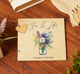 Personalised Wooden Wedding Guest Book With Daisy Flower Vase
