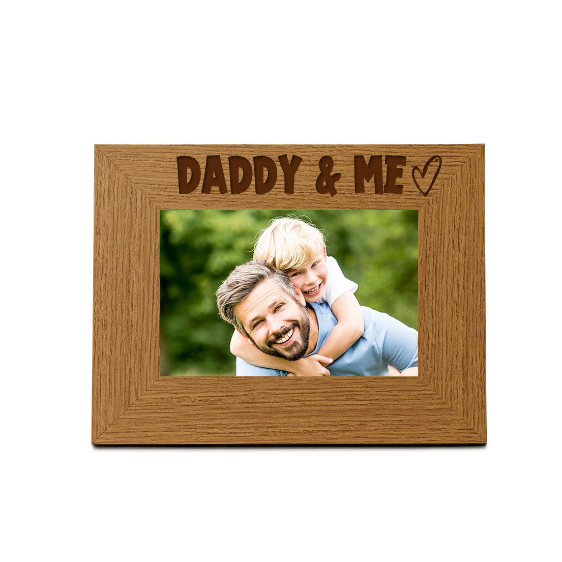 Oak Picture Photo Frame Daddy & Me Heart Gift Landscape Anniversary Photo Frame ukgiftstoreonline