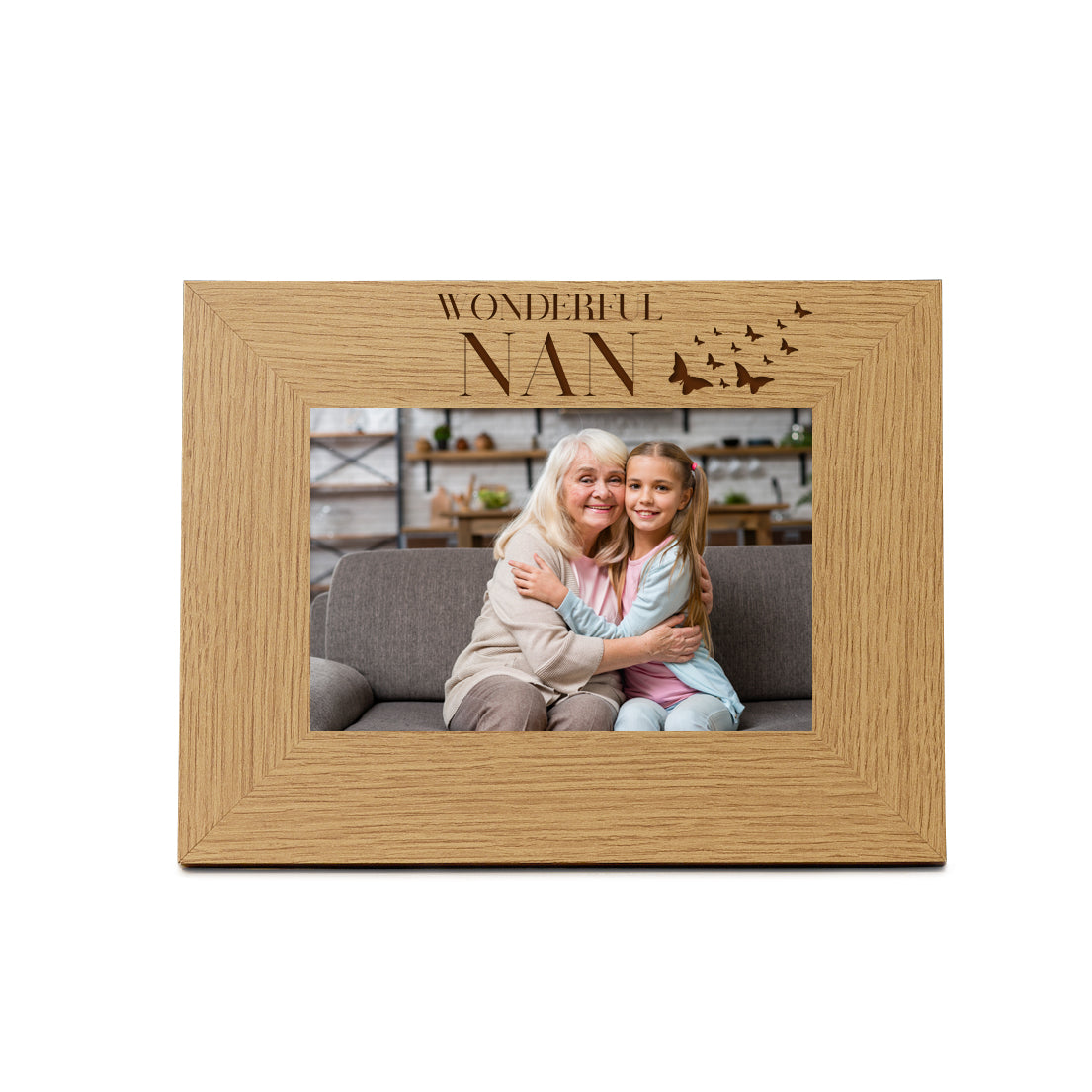 Wholesale Pack of 5 - Nan Butterfly Gift Wooden Engraved Photo Frame Photo Frame ukgiftstoreonline Landscape