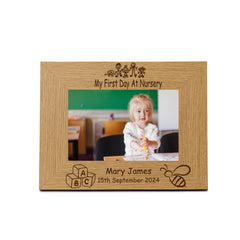Personalised First Day At Nursery Landscape Photo Frame Gift