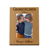 ukgiftstoreonline Personalised Grandchildren Elegant Style Photo Frame Gift Oak Wood Finish