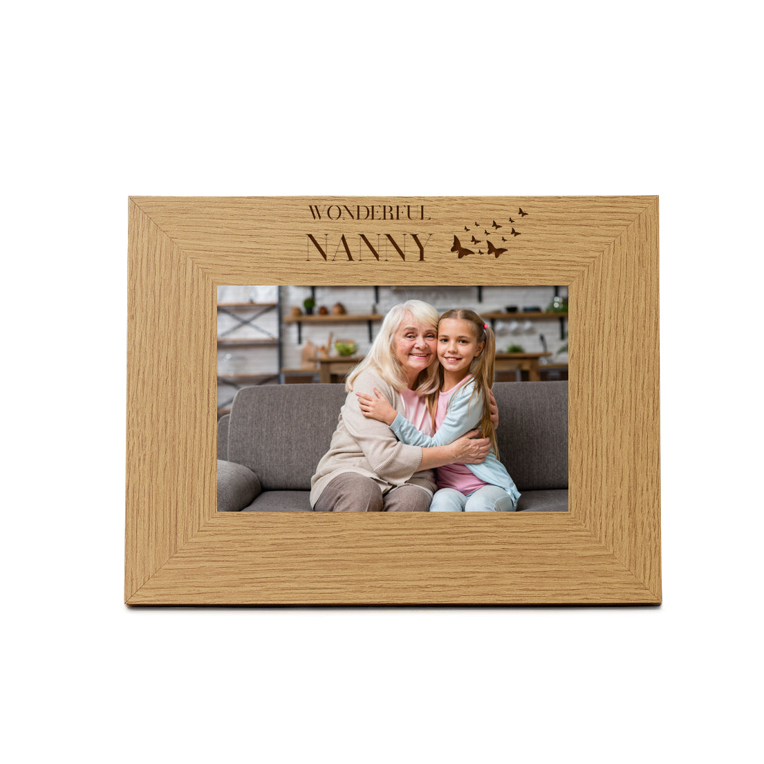Wholesale Pack of 5 - Nanny Butterfly Gift Wooden Engraved Photo Frame Photo Frame ukgiftstoreonline Landscape