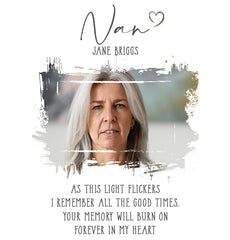 Memorial Nan Tea Light Holder Bereavement Sympathy Gift With Photo