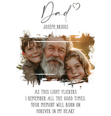 Memorial Dad Tea Light Holder Bereavement Sympathy Gift With Photo