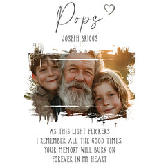 Memorial Pops Tea Light Holder Bereavement Sympathy Gift With Photo