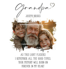 Memorial Grandpa Tea Light Holder Bereavement Sympathy Gift With Photo