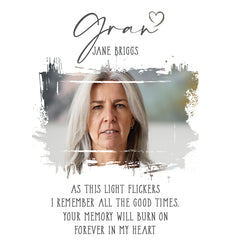 Memorial Gran Tea Light Holder Bereavement Sympathy Gift With Photo