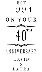 Personalised Wooden Wine or Champagne Box 40th Anniversary Celebration