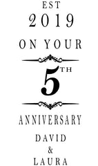 Personalised Wooden Wine or Champagne Box 5th Anniversary Celebration