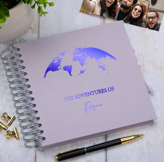 Personalised Adventures Holiday Love Multiple Colour Scrapbook Photo Album Scrapbook ukgiftstoreonline Lilac Blue