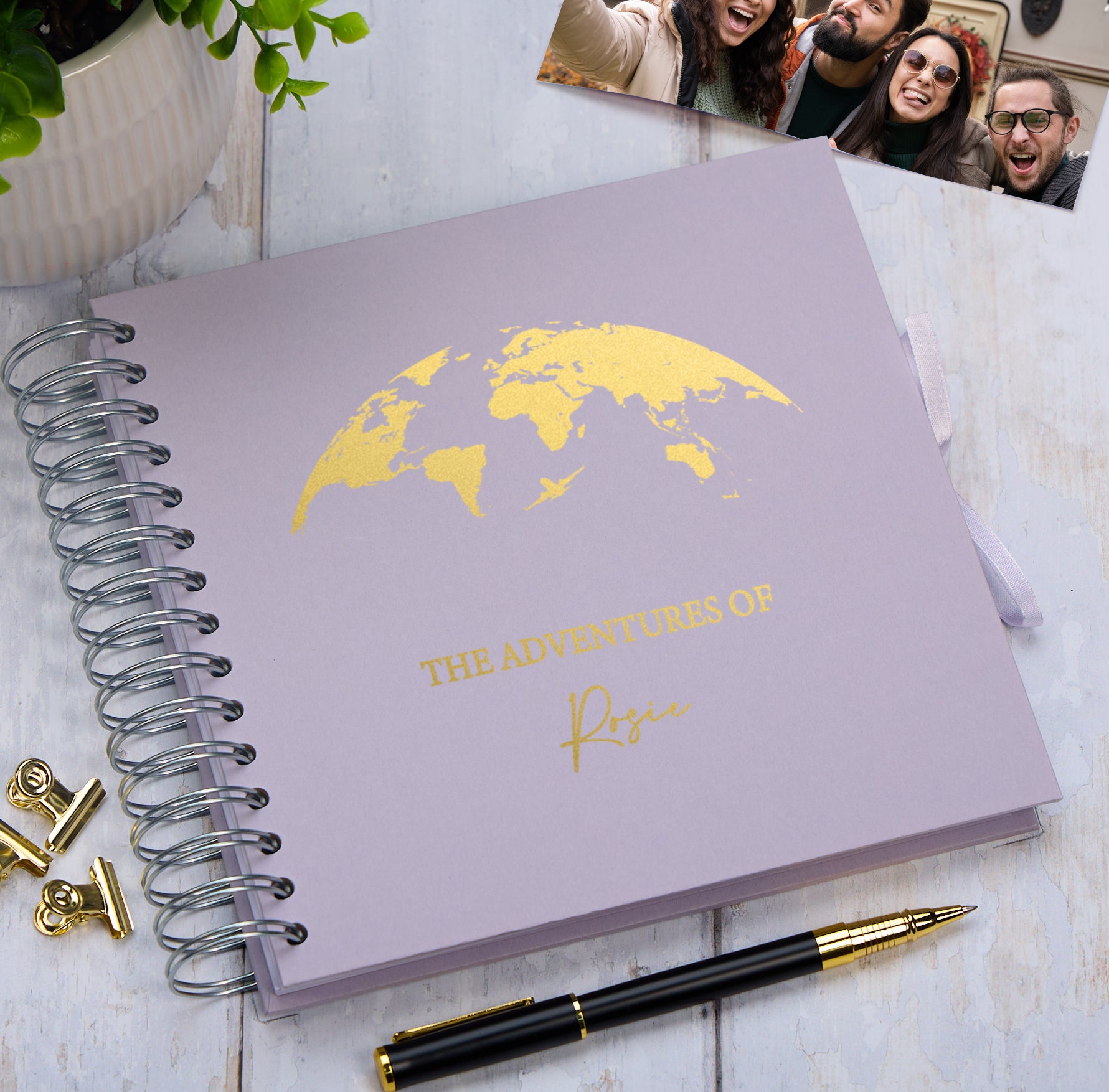 Personalised Adventures Holiday Love Multiple Colour Scrapbook Photo Album Scrapbook ukgiftstoreonline Lilac Gold