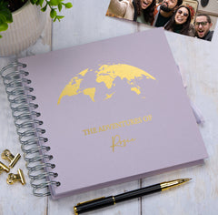 Personalised Adventures Holiday Love Multiple Colour Scrapbook Photo Album Scrapbook ukgiftstoreonline Lilac Gold