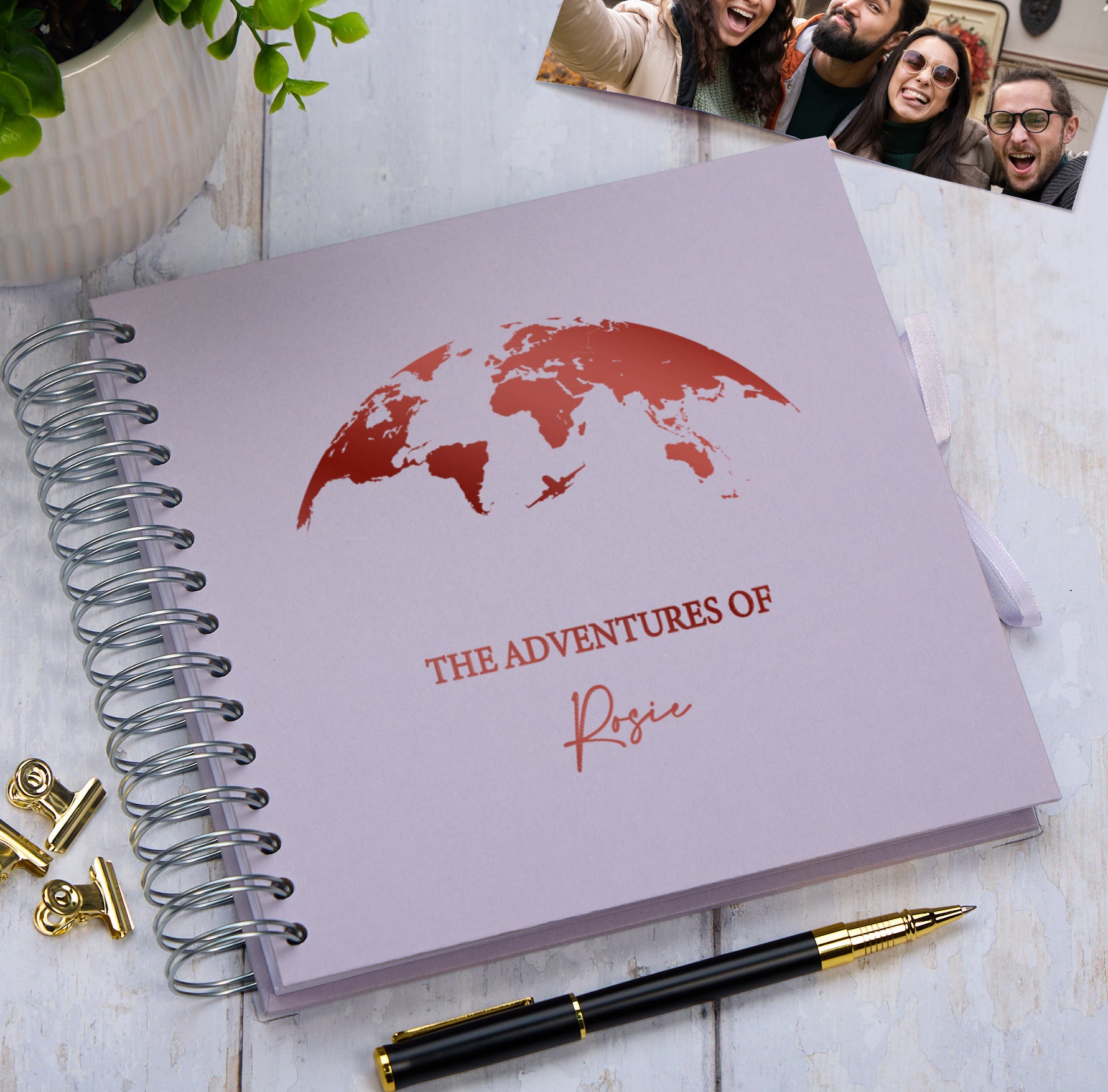 Personalised Adventures Holiday Love Multiple Colour Scrapbook Photo Album Scrapbook ukgiftstoreonline Lilac Red