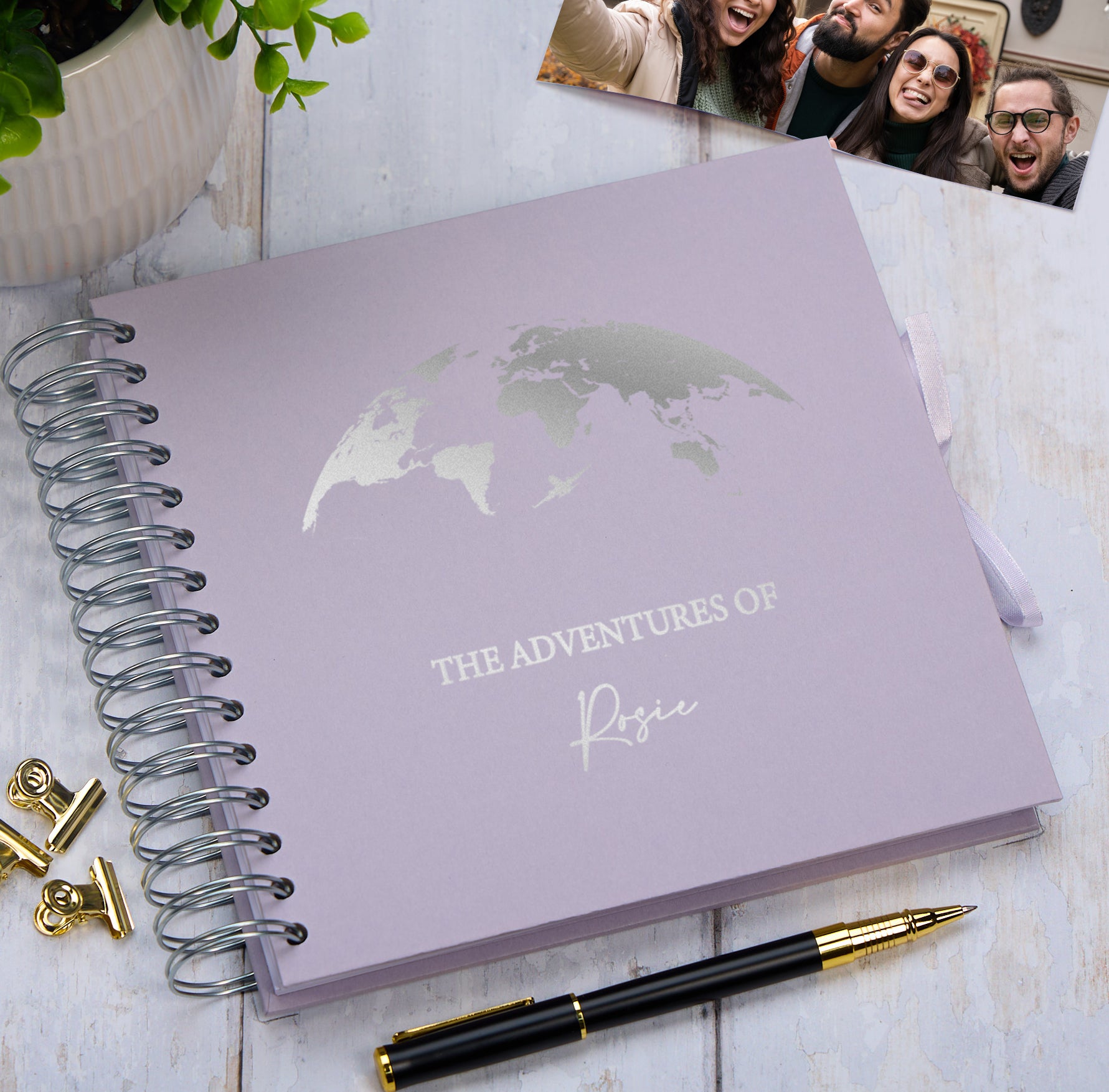 Personalised Adventures Holiday Love Multiple Colour Scrapbook Photo Album Scrapbook ukgiftstoreonline Lilac Silver