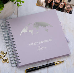Personalised Adventures Holiday Love Multiple Colour Scrapbook Photo Album Scrapbook ukgiftstoreonline Lilac Silver