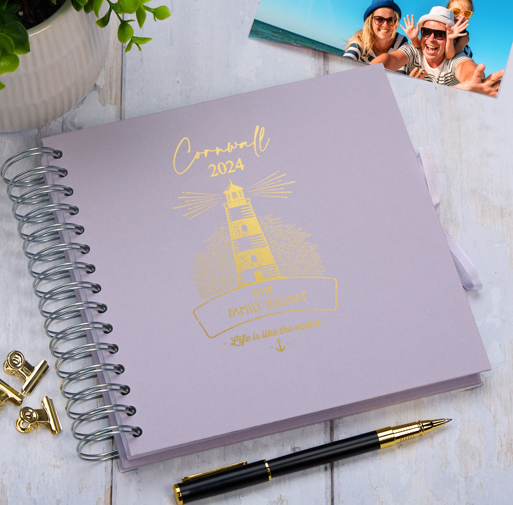Personalised Lighthouse Seaside Family Holidays Journal Album Multiple Colour Scrapbook Scrapbook ukgiftstoreonline Lilac