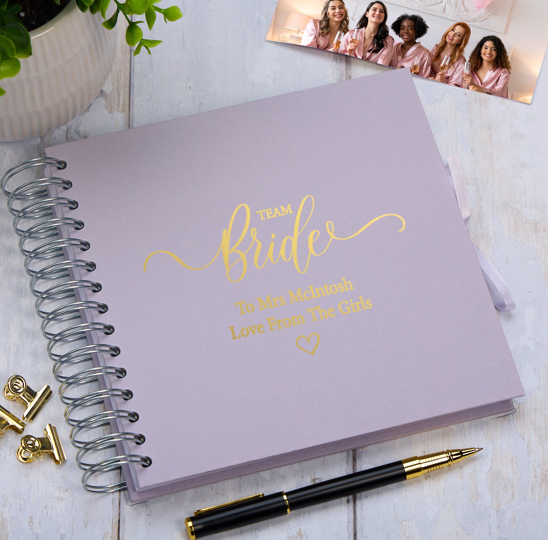 Personalised Team Bride Multiple Colour Guest Book Scrapbook or Photo Album Scrapbook ukgiftstoreonline Lilac