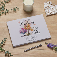 Personalised Large Funeral Memory Book For Condolence & Memorial With Rainbow ukgiftstoreonline
