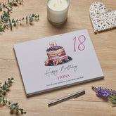 Large Personalised Birthday Guest Book Linen Cover Cake Any Age