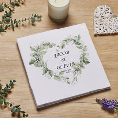Personalised Large Linen Cover Wedding Photo Album Floral Heart photo album ukgiftstoreonline