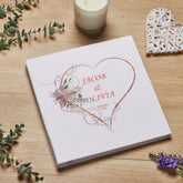 Personalised Large Linen Cover Wedding Photo Album Rose Gold Heart