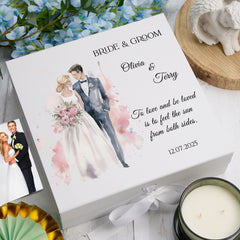 Personalised Wedding Day Keepsake Box Customised Bride & Groom Wedding Memory Storage Box