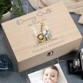 Personalised Wooden Baby Memory Keepsake Box With Animal Alphabet