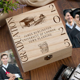 Personalised Graduation Gift Keepsake Box With Hat and Books Design