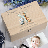 Personalised Wooden Baby Memory Keepsake Box With Animal Alphabet