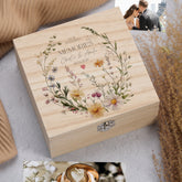 Personalised Wooden Box Wedding Keepsake Memory Gift Gentle Floral Design For Couple