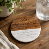 Custom Marble Wood Coasters, Engraved Personalized Housewarming Gift ukgiftstoreonline 1 Piece