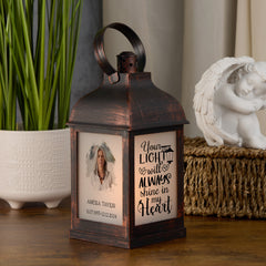 Personalised Memorial Photo Upload Lantern, Memorial Candle, Your Lights Will Always Shine