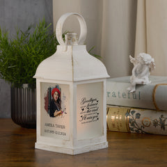 Personalised Memorial Photo Upload Lantern, Memorial Candle, Goodbyes are not forever