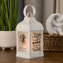 Personalised Memorial Photo Upload Lantern, Memorial Candle, Your Lights Will Always Shine