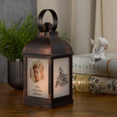 Personalised Memorial Photo Upload Lantern, Memorial Candle, Son Remembrance With Rose