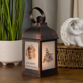 Personalised Memorial Photo Upload Lantern, Memorial Candle, Son Remembrance With Rose