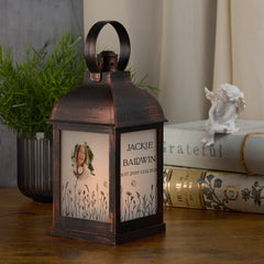 Personalised Memorial Photo Upload Lantern, Memorial Candle, Daughter Remembrance With Wildflowers