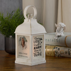 Personalised Memorial Photo Upload Lantern, Memorial Candle, Your Lights Will Always Shine