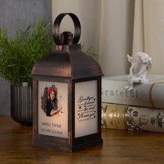 Personalised Memorial Photo Upload Lantern, Memorial Candle, Goodbyes are not forever
