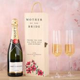 Mother Of The Bride Gift Personalised Bottle Box Wedding Champagne Wine Floral Design