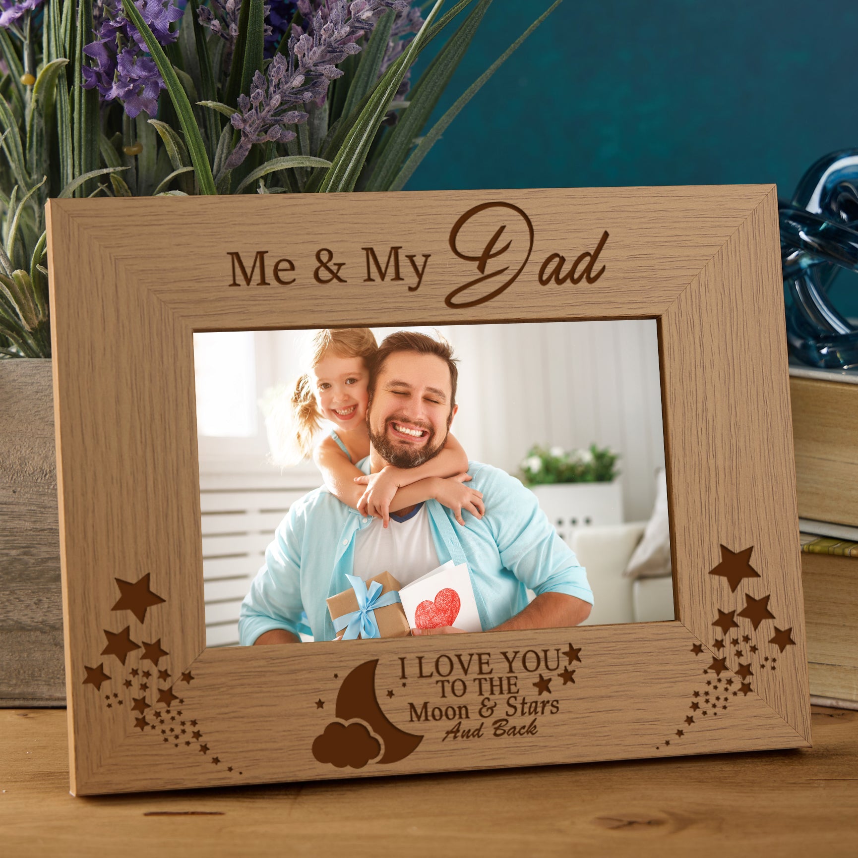 Me and My Dad Love You To The Moon Photo Frame Gift For Fathers Day Birthday or Christmas Daddy Photo Frame ukgiftstoreonline