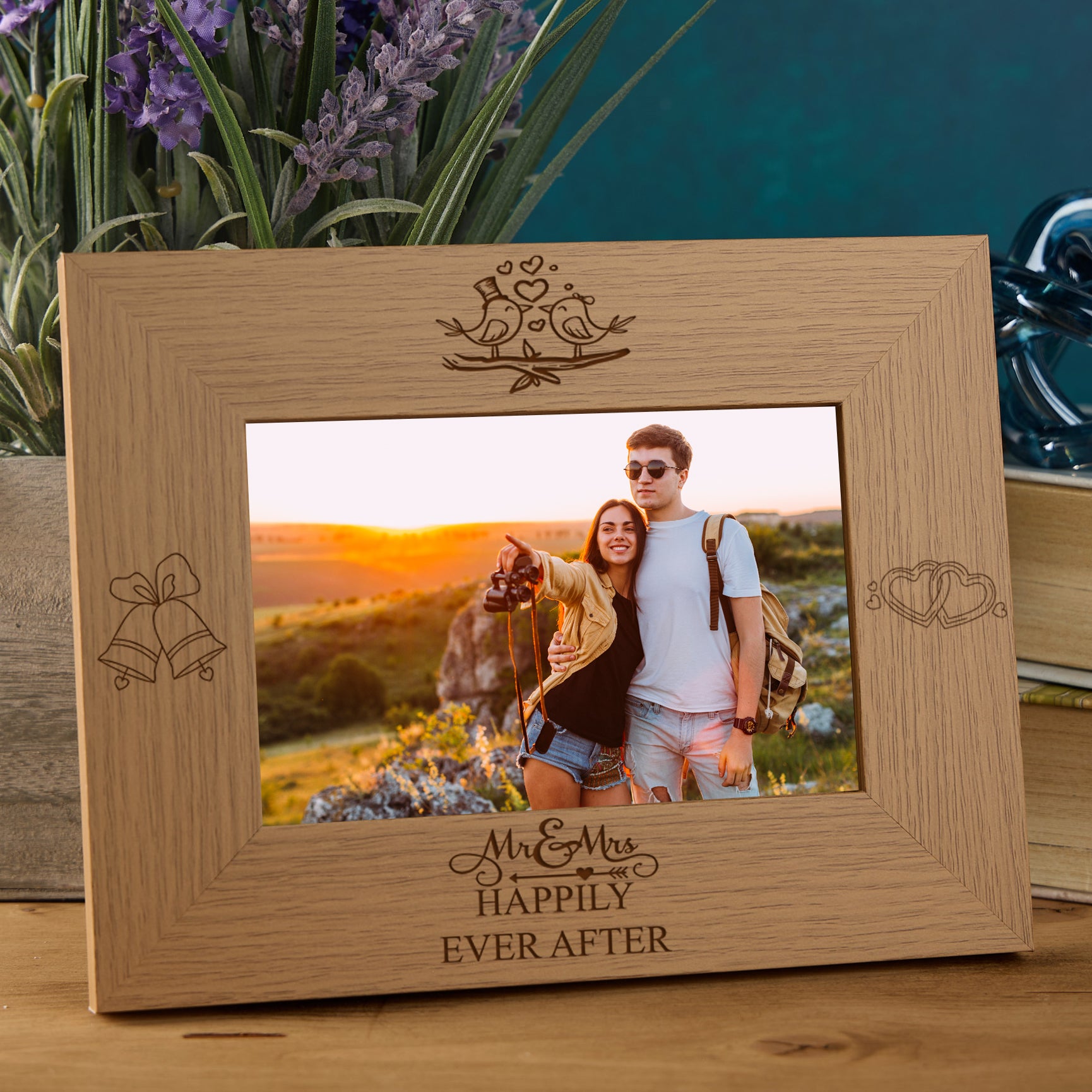 Mr and Mrs Happily Ever After Wooden Wedding Photo Frame Gift wedding photo frame ukgiftstoreonline