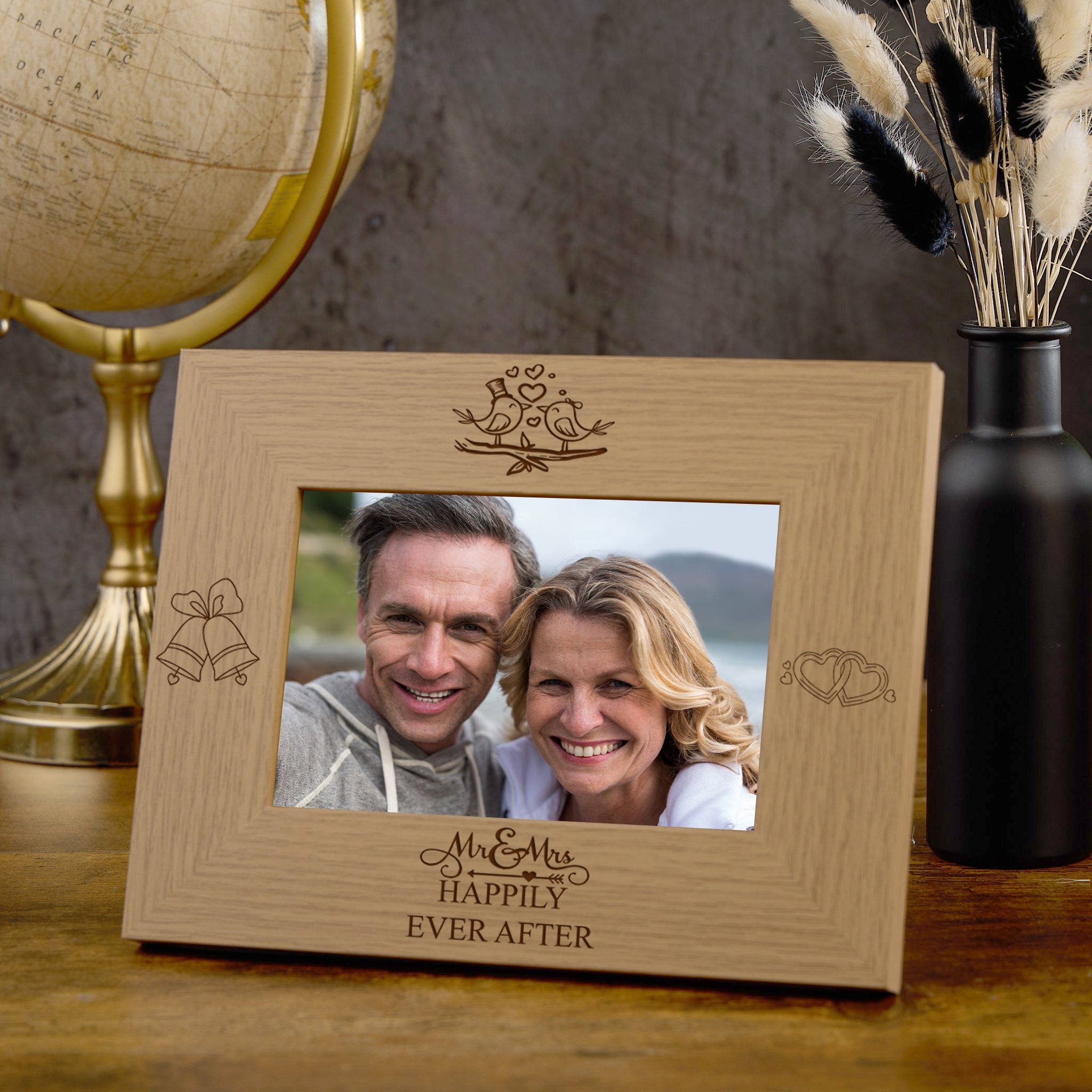 Mr and Mrs Happily Ever After Wooden Wedding Photo Frame Gift wedding photo frame ukgiftstoreonline