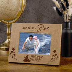 Me and My Dad Love You To The Moon Photo Frame Gift For Fathers Day Birthday or Christmas Daddy Photo Frame ukgiftstoreonline