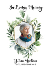 Memorial Wooden Tea Light Holder Bereavement Sympathy Gift Leaf Design and Photo